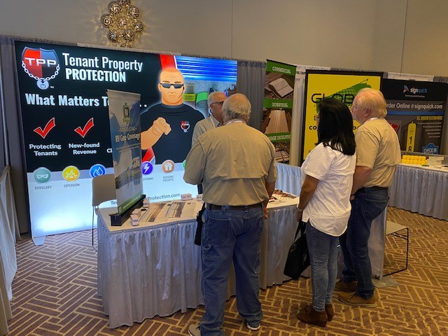 TPPprotect's tweet photo. We're all set up @TSSA - booth #990, be sure to stop by tomorrow and learn more about our Tenant Protection Programs for traditional doors and RV Gap Coverage for your outdoor tenants.  Let us brag a little about why ISS voted us "Best Tenant Protection Provider" the past 5 years https://t.co/pPbiTH8ySt