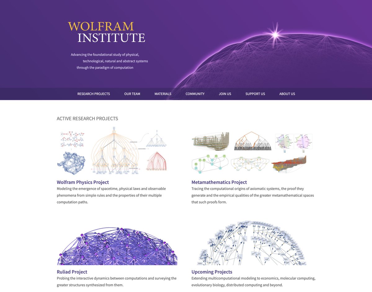 Excited to have officially launched the Wolfram Institute today.  The dawn of a new way of getting science done...
wolframinstitute.org