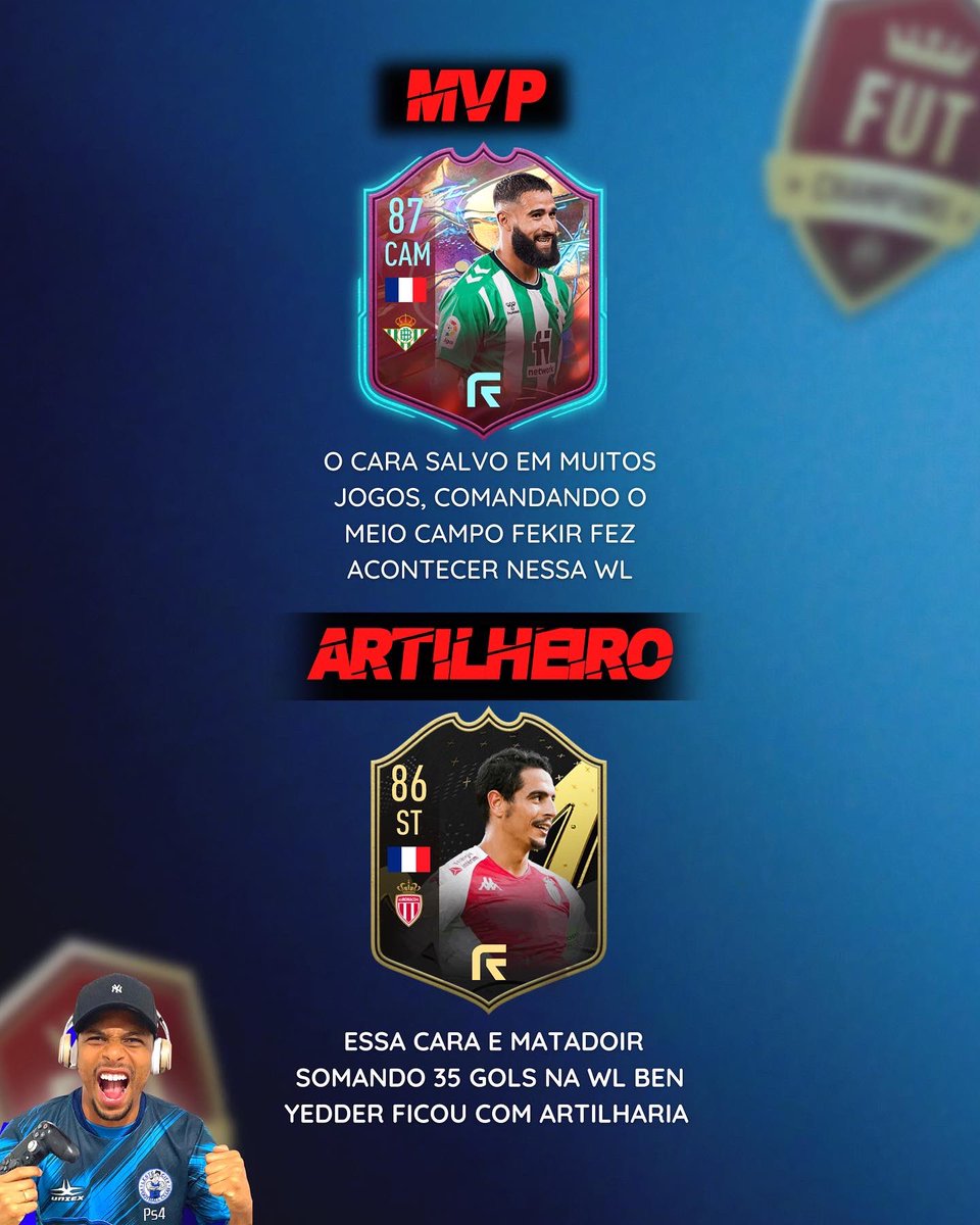 TIAGUINFUT's tweet photo. Resumo da WL pra vocês!!

Essa semana por 1 ponto não pegar rank 4 🤡, perdemos nos pênaltis.
Mas sinto que a game play esta encaixando 🧠

E como foi a sua WL ?!

@ac_resenha 
@lestecityesports 

#acresenha #ultimateteam #weekend #ps4 #leste #twitch #streaming #streamers #fifa23 https://t.co/v37YbbD626