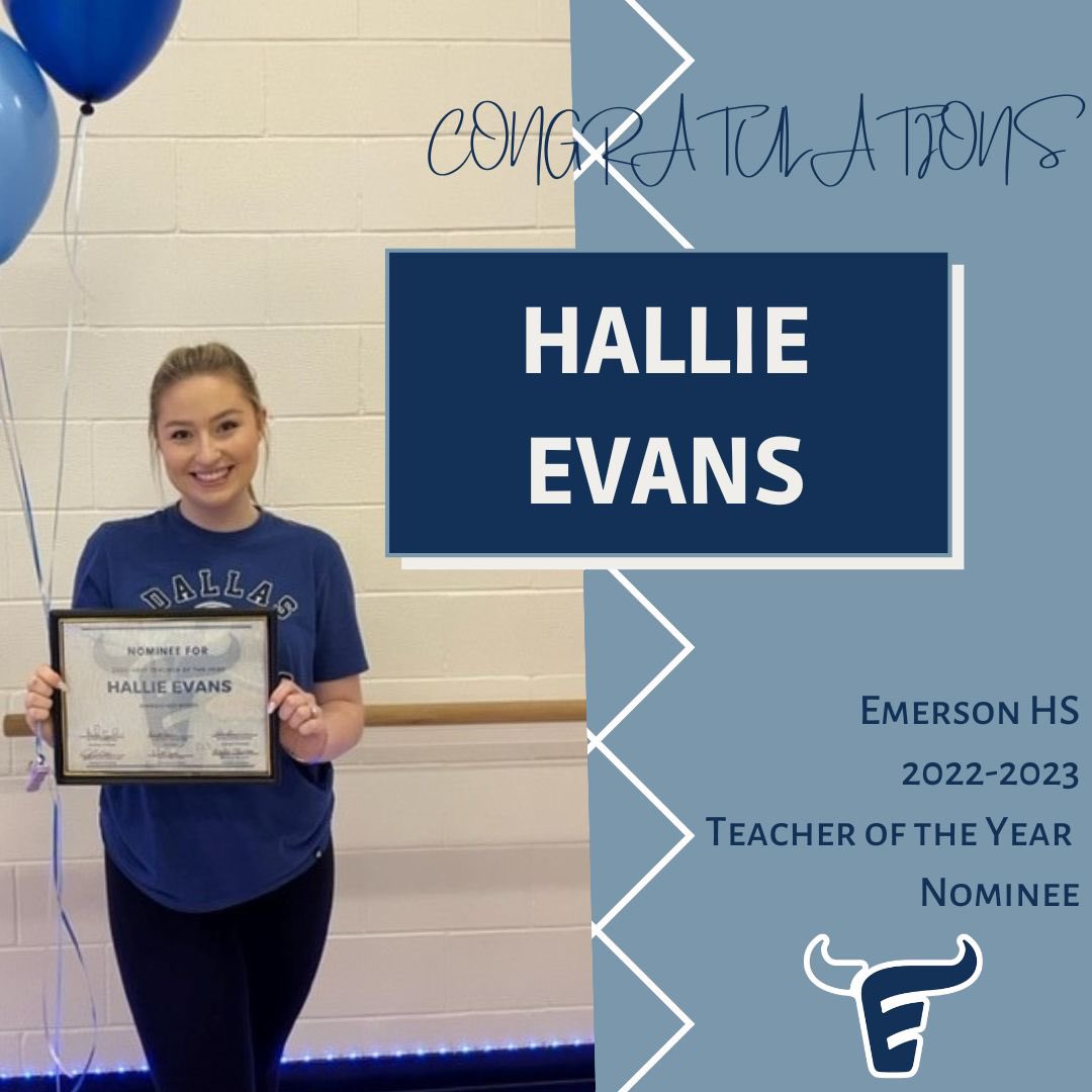 Our next EHS TOY nominee is Ms. Hallie Evans! Ms. Evans teaches Chemistry and is the Assistant Director of the Majestics! Congratulations!!! #FISDmadetoshine <a href="/EhsMajestics/">EHS Majestics</a>