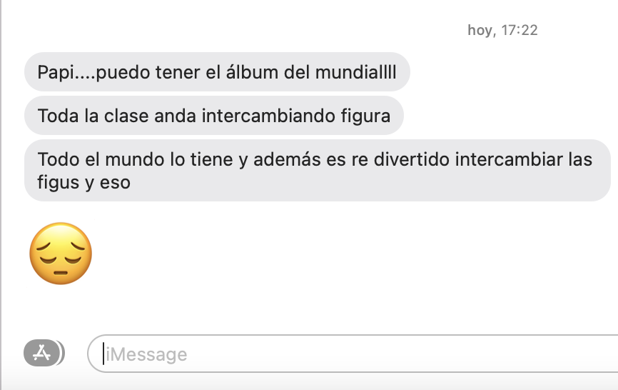 nicosaubi's tweet photo. Mi hija de 12 tiene menos futbol que la Revista Living. Hoy me pidió el álbum del mundial. ¡¡Que viva el marketing !! https://t.co/hZmJgZwrCs