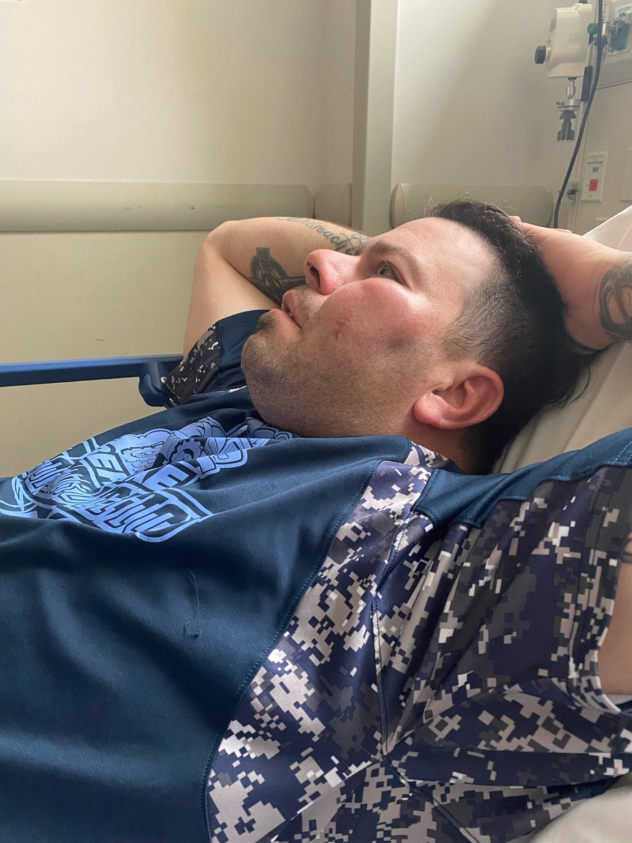 hooknceilin's tweet photo. Had to watch the @Phillies from the hospital yesterday after getting a ball to the face. @bryceharper3 @alecbohm and @rhyshoskins I know now how yous felt. https://t.co/VG2KkCv8cs