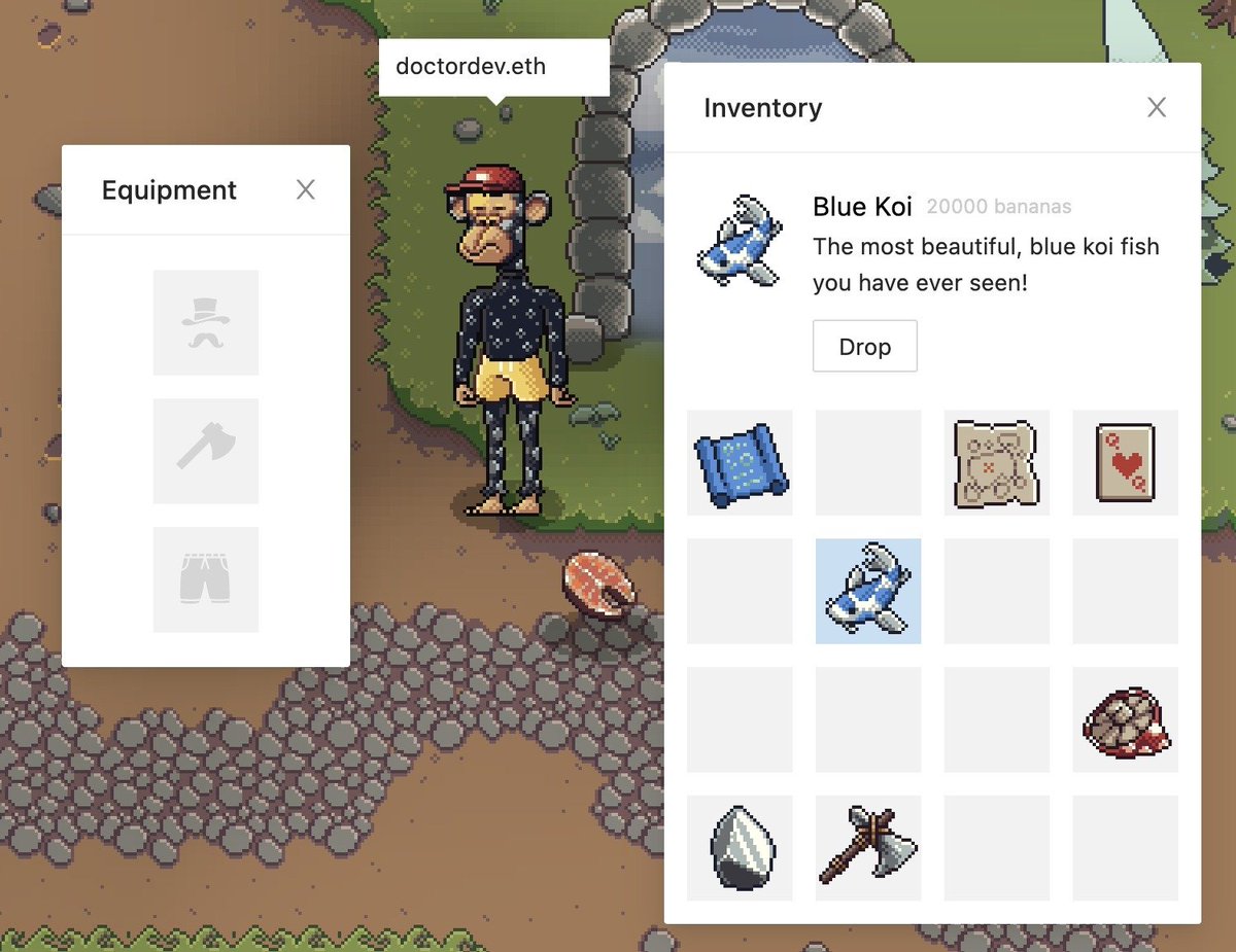 Equipping items and collecting them is coming along nicely. We are excited to share our progress on this feature 🌕🌕🌕🌑

Soon those items you obtained in discord will be collectable in #Reunion along with some rare finds you wont want to miss out on! 🎃💀

🍭#ApeReunion #web3