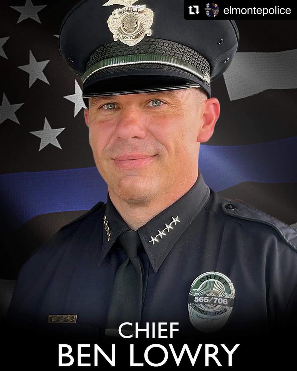 LASchoolPolice's tweet photo. The Los Angeles School Police Department extends our condolences to the family of Chief Lowry and @elmontepolice. Rest In Peace Sir.

#ElMonte #ElMontePD #EMPD #ThinBlueLine #EndOfWatch https://t.co/4p5jwPcwhG