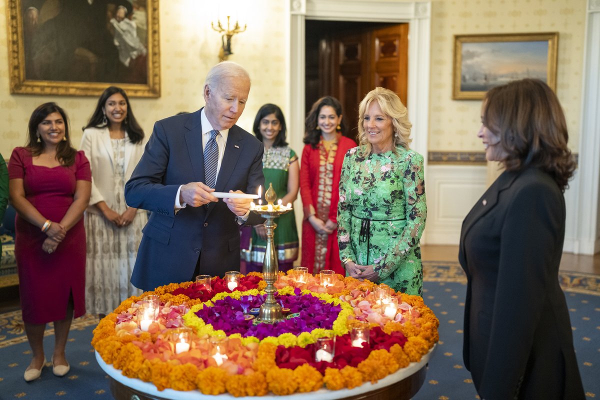 WhiteHouse46's tweet photo. In celebration of the Festival of Lights, President Biden and the First Lady hosted a Diwali reception at the White House. https://t.co/3kGqCgEebK