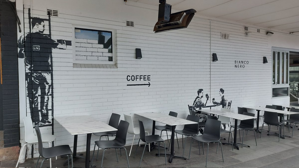 pfwaus's tweet photo. #StreetArt mural at the Bianco Nero cafe in #Gymea #Sydney #NSW #NewSouthWales #Australia #foodie #travel 😷 #TravelOz https://t.co/lXoyD0gzBU