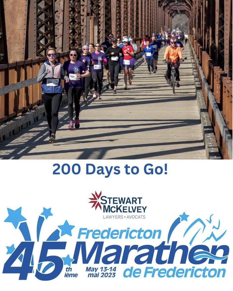 FtonMarathon's tweet photo. JUST SAYIN'
200 Days to go until @SM_Law Fredericton Marathon weekend
Take advantage of our 45th anniversary Early Bird special!
REGISTER NOW at https://t.co/tMpWwu1LqT
#CUinMay #marathon #NewBrunswick #running #training https://t.co/ZqZrPo1YLr