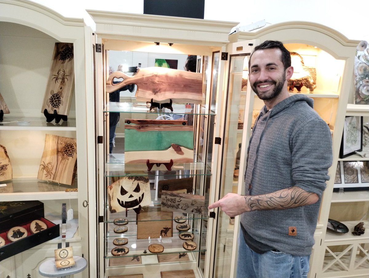 Artist Dylan Muise has his Homemade Woodwork Spooky and Fun for sale inside the Art Gallery at 487 Moody St hosted by The Tea Leaf <a href="/dylsplace3/">Dylan Muise</a> 
Open during Tea Parlour Hours.