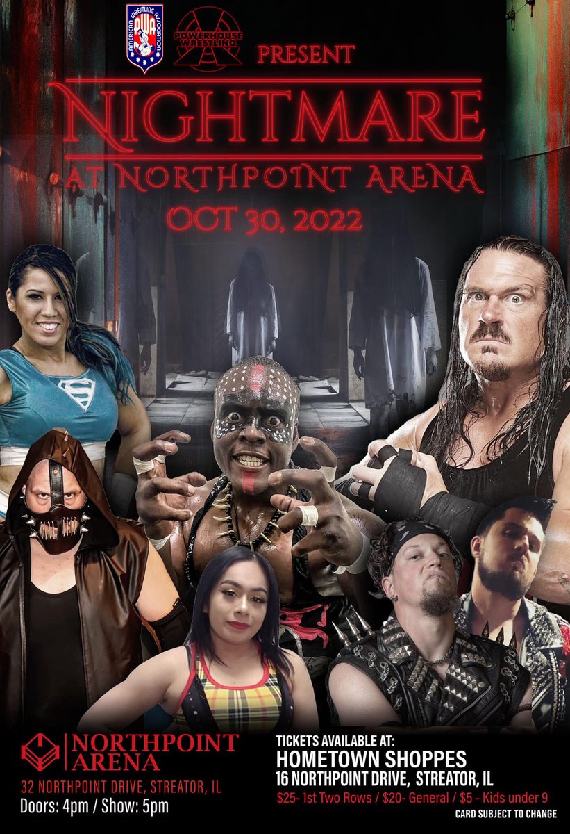 YGWRebellion's tweet photo. This Sunday night, #YGW flies back on down to Streator, IL for #PWX’s “Nightmare At Northpoint Arena” event! See former #WWE/#ECW superstar @Rhyno313 in action against the 2020 #GutCheckChallenge winner & @IMPACTWRESTLING star “Shogun” @Jackson_Stone31! https://t.co/wAurp8hKZq
