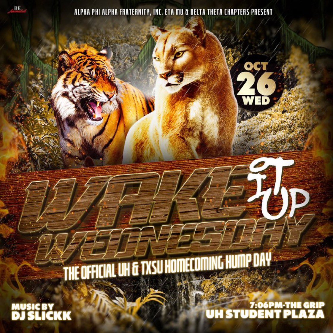 TXSUAlphas's tweet photo. Wake It Wednesday 🦍

2 Schools 1 Madness🤯
UH 🐾 X TSU 🐅 
Official Homecoming Humpnight‼️

⌚️7:06 PM - The Grip 
📍Student Center Plaza (UH)

#UHHC2k22 #TXSUHC2k22 https://t.co/4x3jEc0ijI