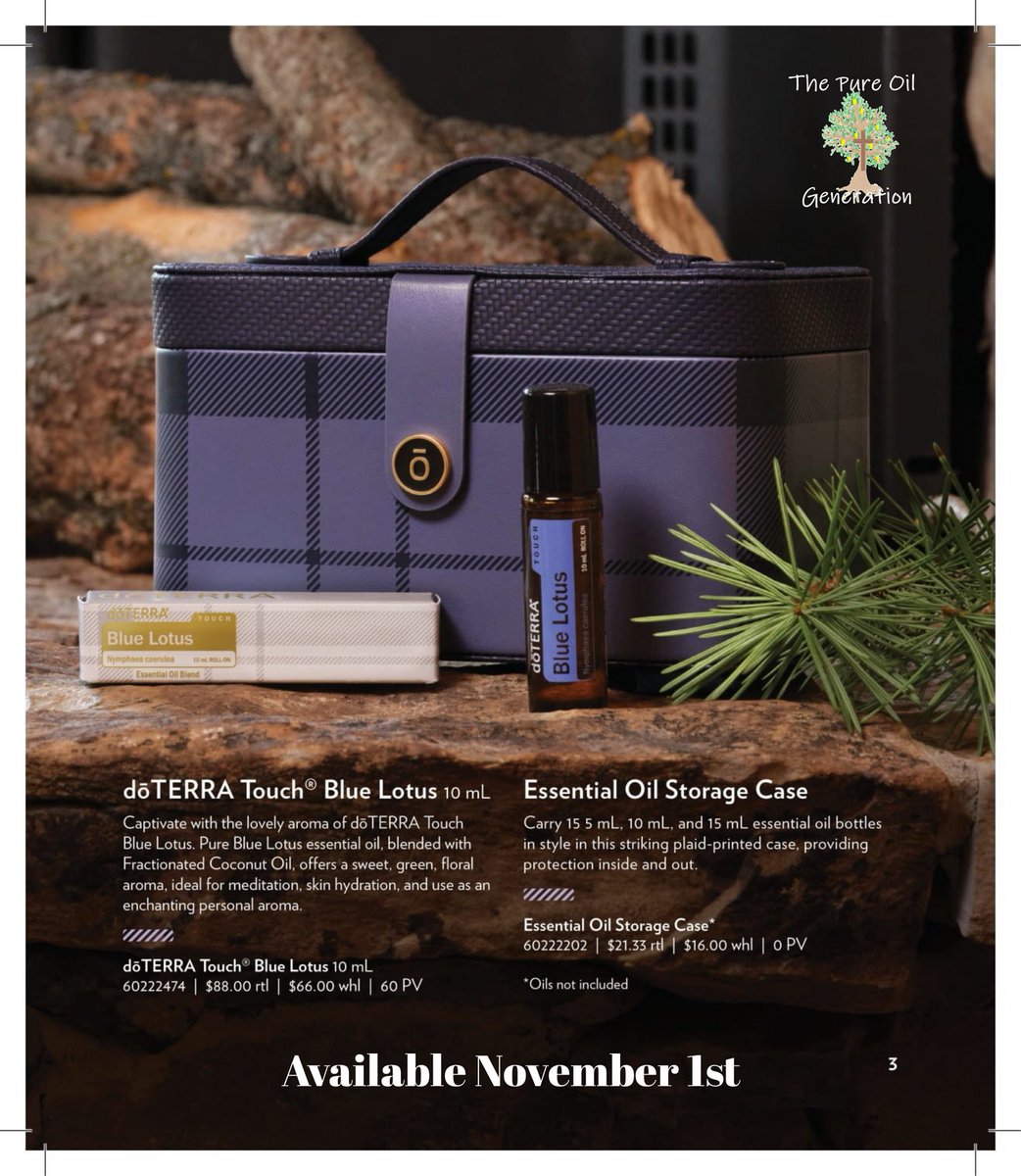 Pureoilgen's tweet photo. 🎄doTERRA 2022 Holiday Gift!!🎄 
New doTERRA Touch Blue Lotus 10 mL roller bottle and a beautiful Purple Plaid Essential Oil Storage Case.
If you have any questions click here:  https://t.co/MFcIEdOh1p
#doterraessentialoil #pureoilgeneration #ichoosedoterra #holiday #gifts https://t.co/OBwUKW3803