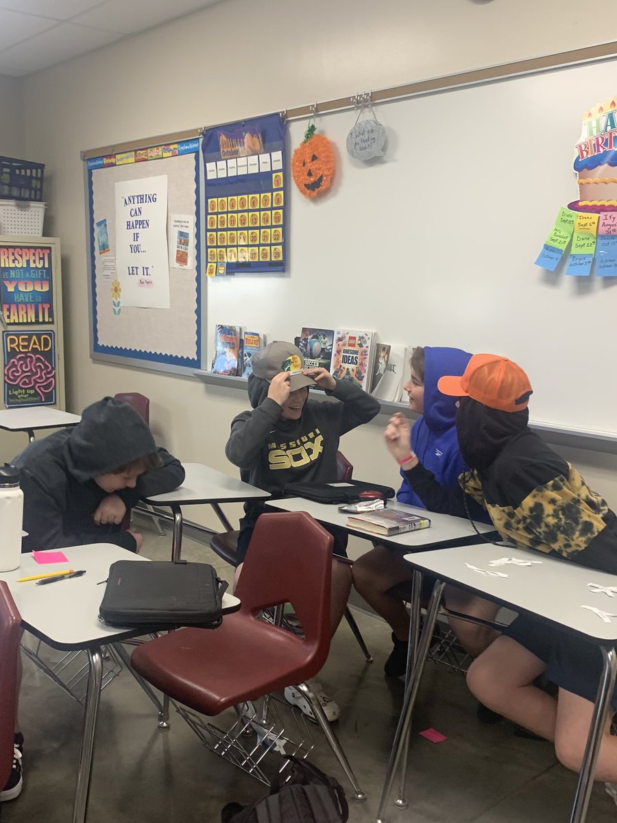 JodiBoschert's tweet photo. So much fun playing our version of Hedbanz using vocabulary and words related to our Global Read Aloud, Thirst. High engagement too! #6thgrade #OFarmPride https://t.co/Zouv5053N4
