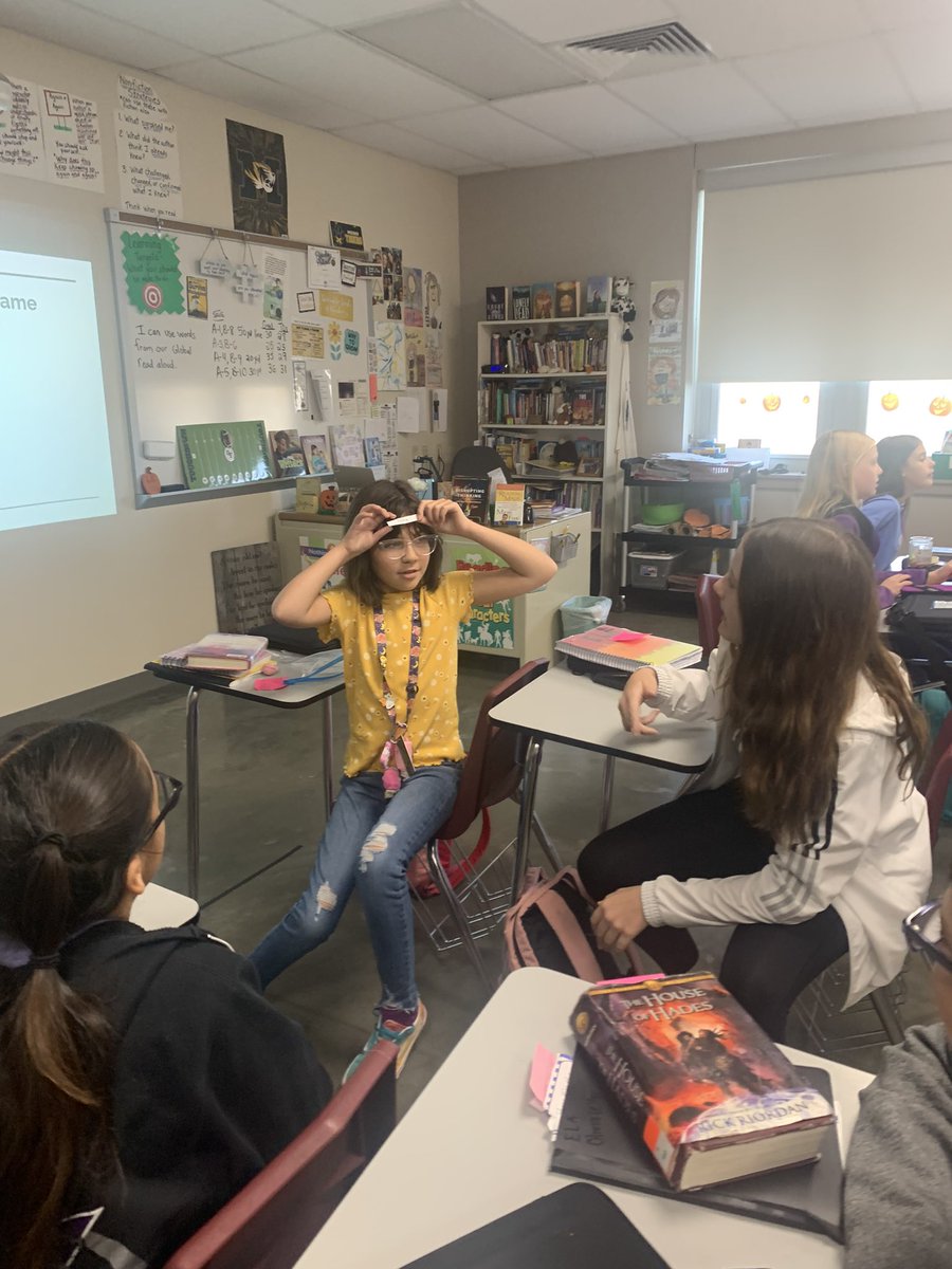 JodiBoschert's tweet photo. So much fun playing our version of Hedbanz using vocabulary and words related to our Global Read Aloud, Thirst. High engagement too! #6thgrade #OFarmPride https://t.co/Zouv5053N4