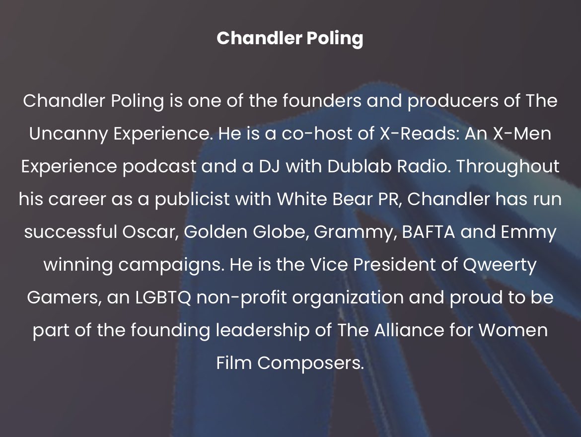 TheUncannyEXP's tweet image. Let’s meet the Faculty of The Uncanny Experience 

First up @ChandlerPoling