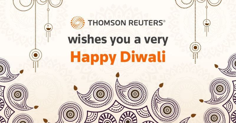 Sending Diwali wishes to you and your loved ones. May you enjoy an abundance of happiness and health this Diwali, from all of us at Thomson Reuters.

#WorkingatTR #Deepavali #ThomsonReuters #Happiness #Health