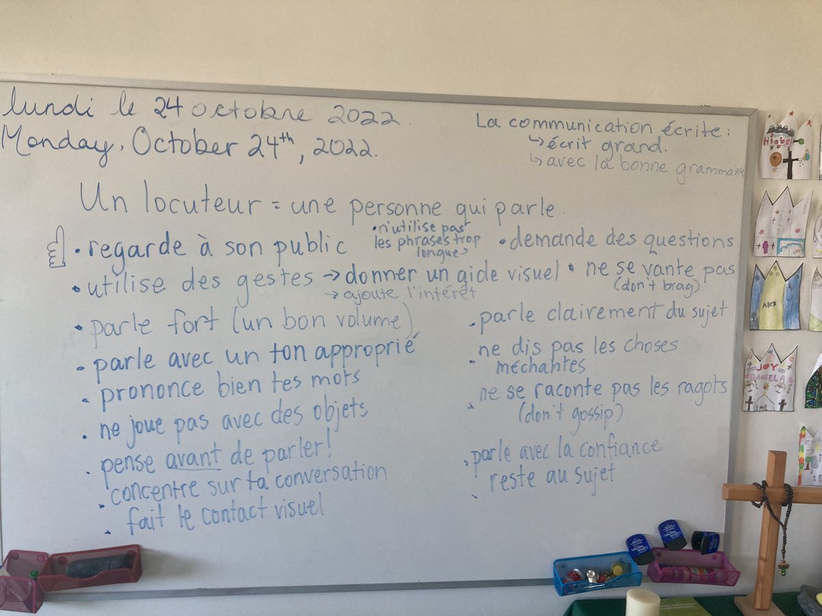 MmeDuvalFSL's tweet photo. Notes from Gr. 5/6 Imm on what it means to be an effective and respectful communicator! Look at all of the excellent information students came up with for what a speaker and listener must do to communicate effectively. #ocsbCommunication #ocsbDL @StAugustineOCSB @ocsbBonjour https://t.co/zkh0M31Elu