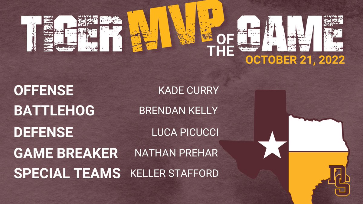 🗣 Shoutout to our Varsity MVPs of the game this week vs Lake Travis! #TPD #GoTigers