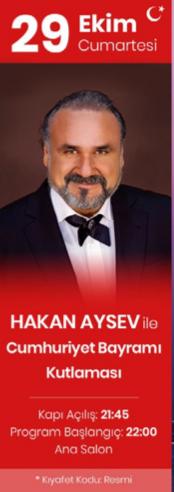 Hakan Aysev 29 Ekim Cumhuriyet Bayramı konseri Gloria Golf Resort Otel