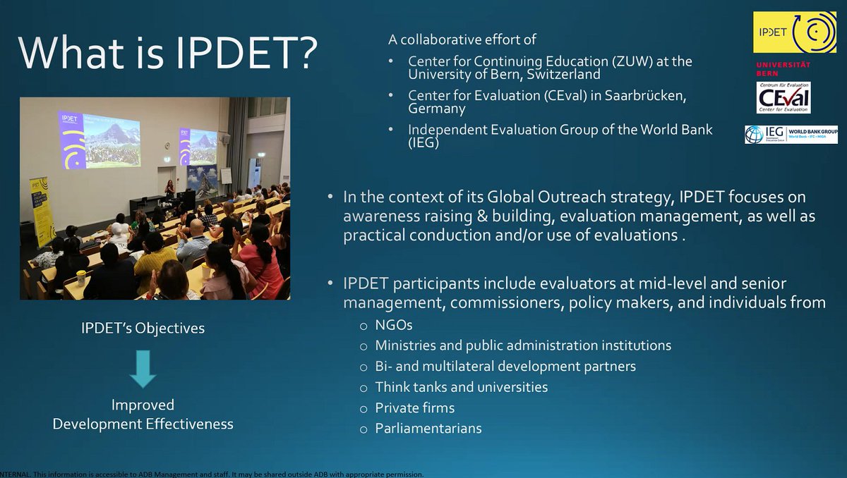 adbevaluation's tweet photo. Today at IED: #Evaluation Academy session on Takeaways from and Assessment of IPDET 2022.
IED staff presented learnings from the workshop sessions, and the value and significance of IED's participation in the program. @IPDET_community https://t.co/FNVhQW3eQ8