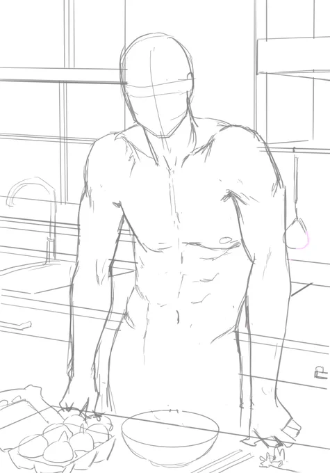 I drew Childe's muscles just to hide it. 
