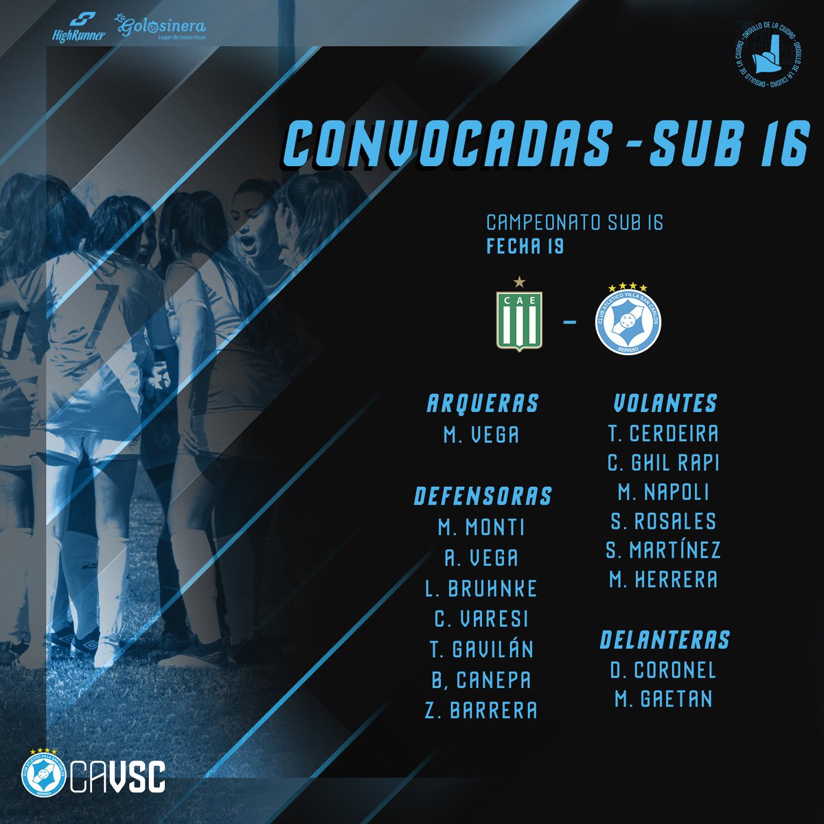 VSCFem's tweet photo. 📋🔥 Lista de citadas para afrontar la decimonovena jornada de los Campeonatos Sub19 y Sub16 ante @excursiofutfem

#SomosVillaSanCarlos 
#VSCFem https://t.co/E9yXtmcXZP