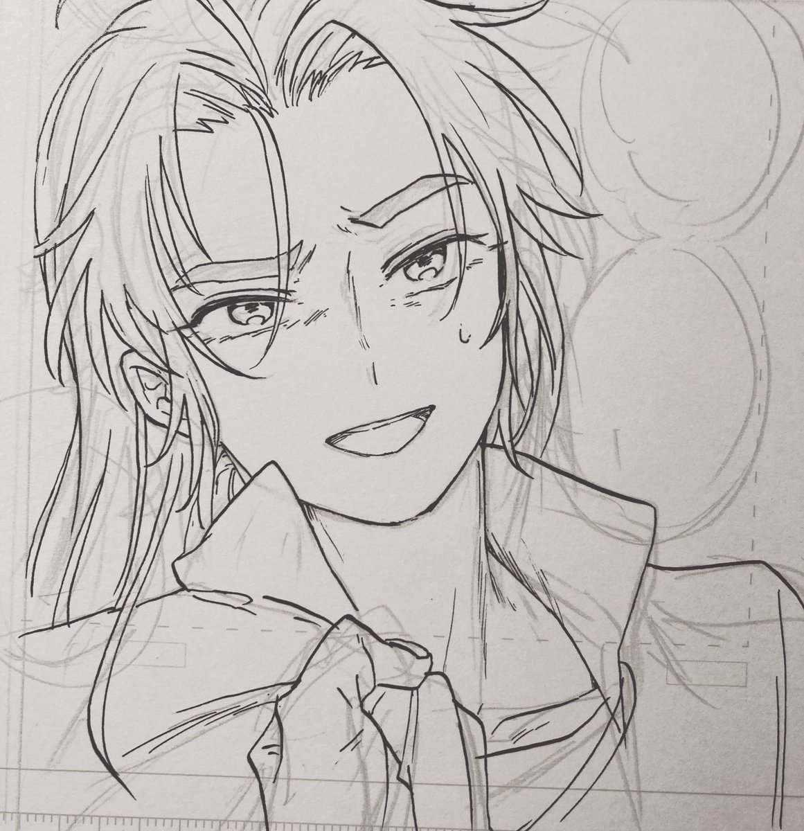 髪の毛いっぱい描いたけどほとんど全部ベタで潰れるので見て、、、、、 