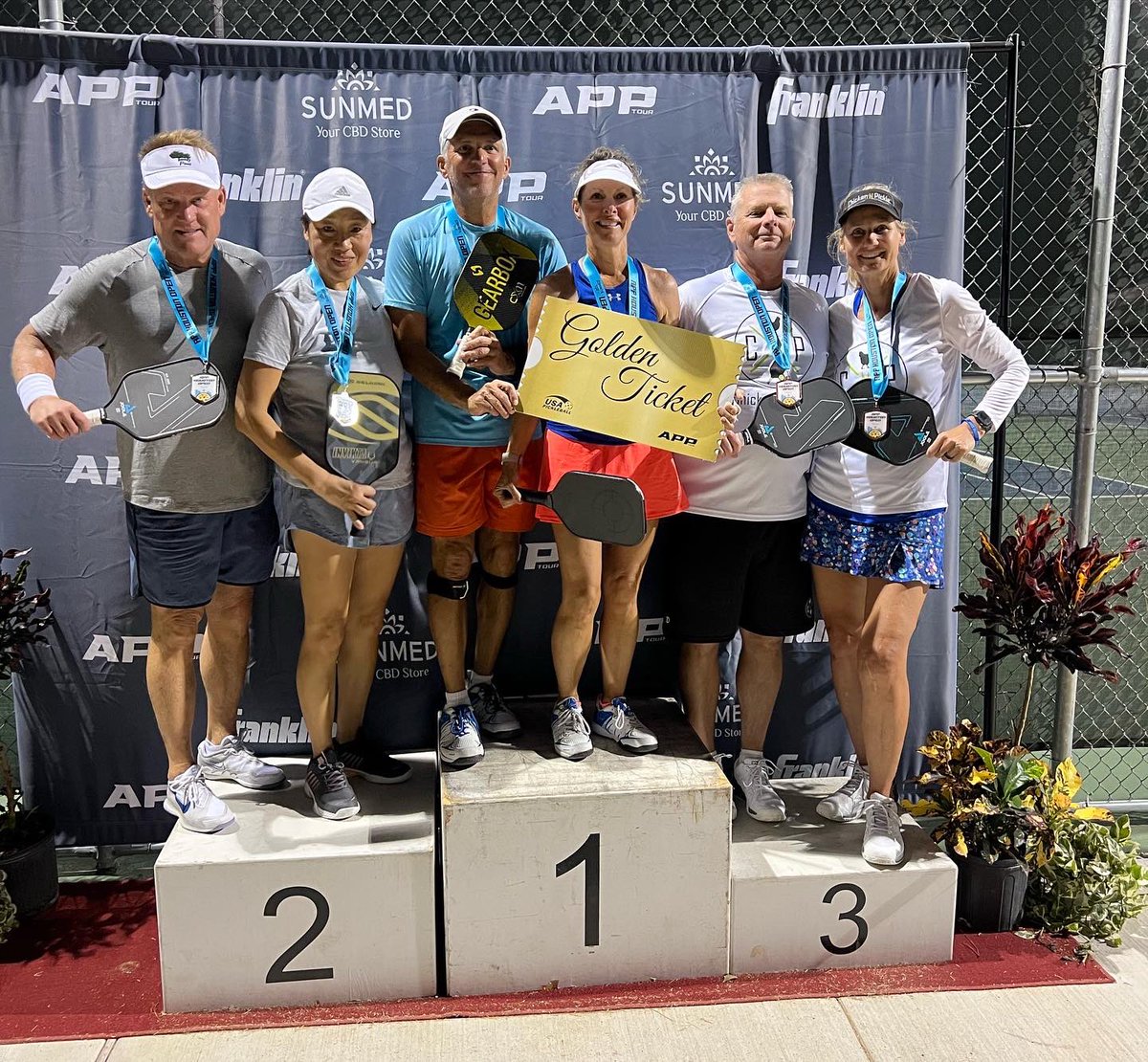CoachG_Martin's tweet photo. At the Houston Open me men’s partner took Gold and earned a Golden Ticket to Nationals at Indian Wells in California. My wife Tisha and I took the Bronze in a very competitive mixed doubles division.Had a blast representing Chicken N Pickle. @ChickenNPickle @TishaMartin18 https://t.co/RNUOXSeW6A