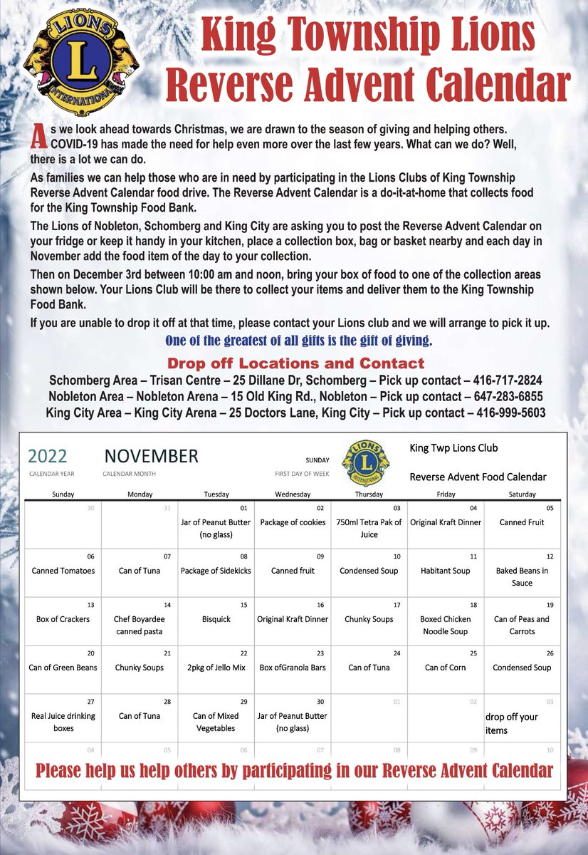 NobletonLions's tweet photo. You are invited to participate in this holiday initiative to bring joy to families in #KingTownship this Christmas! Visit our website to learn more! #nobleton #kingcity #shomberg #kleinburg https://t.co/tHLGKCGX1F