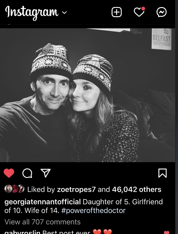Saluting Georgia Tennant's flex. 💙💙
"daughter of 5, girlfriend of 10, wife of 14"