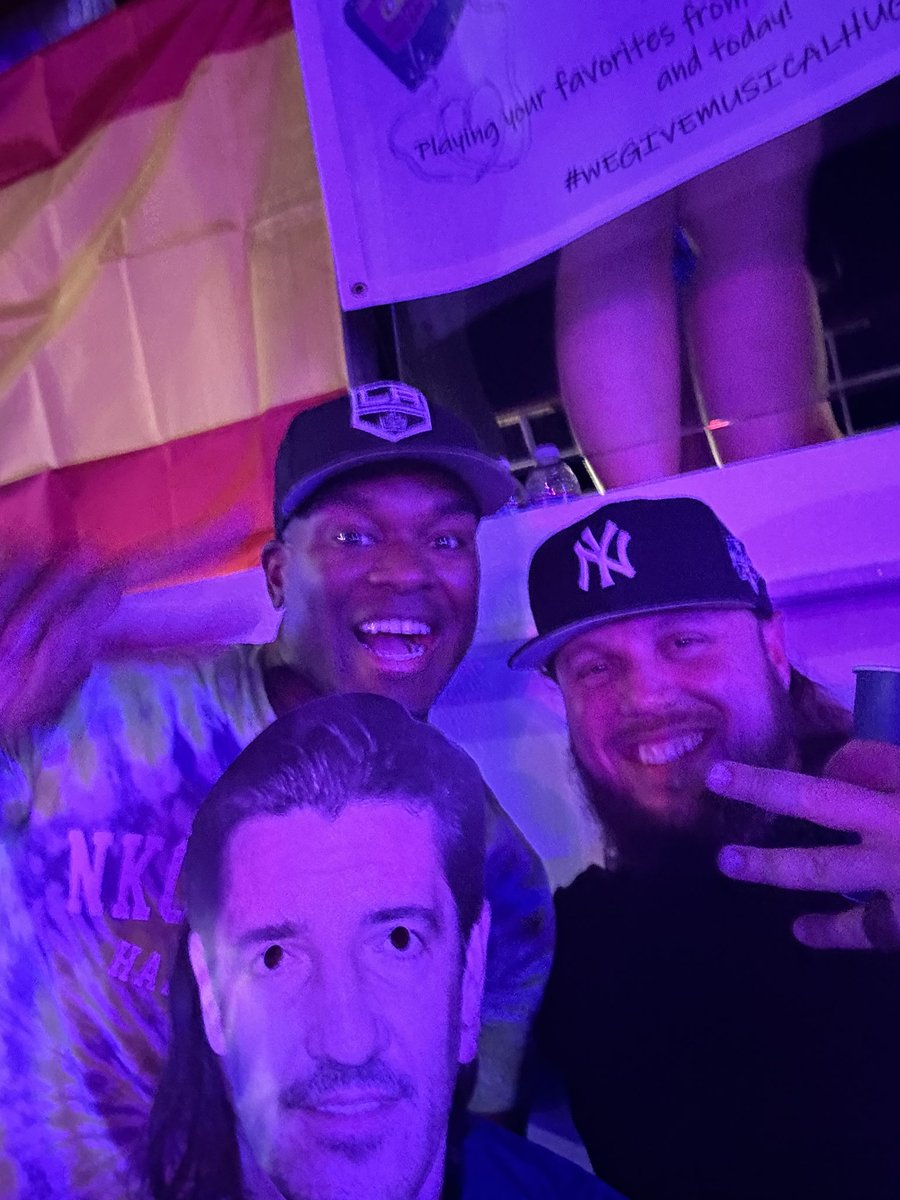 AngieLossner's tweet photo. @dannywood @NKOTB @DonnieWahlberg @JonathanRKnight @joeymcintyre @NKOTB @DonnieWahlberg @JonathanRKnight @joeymcintyre @dannywood My BH card should be revoked, took a selfie w/these guys &amp; had to ask their names! (I was wearing Jon mask). They wanted me to tag them. #nkotbcruise https://t.co/51ifJKQNPh