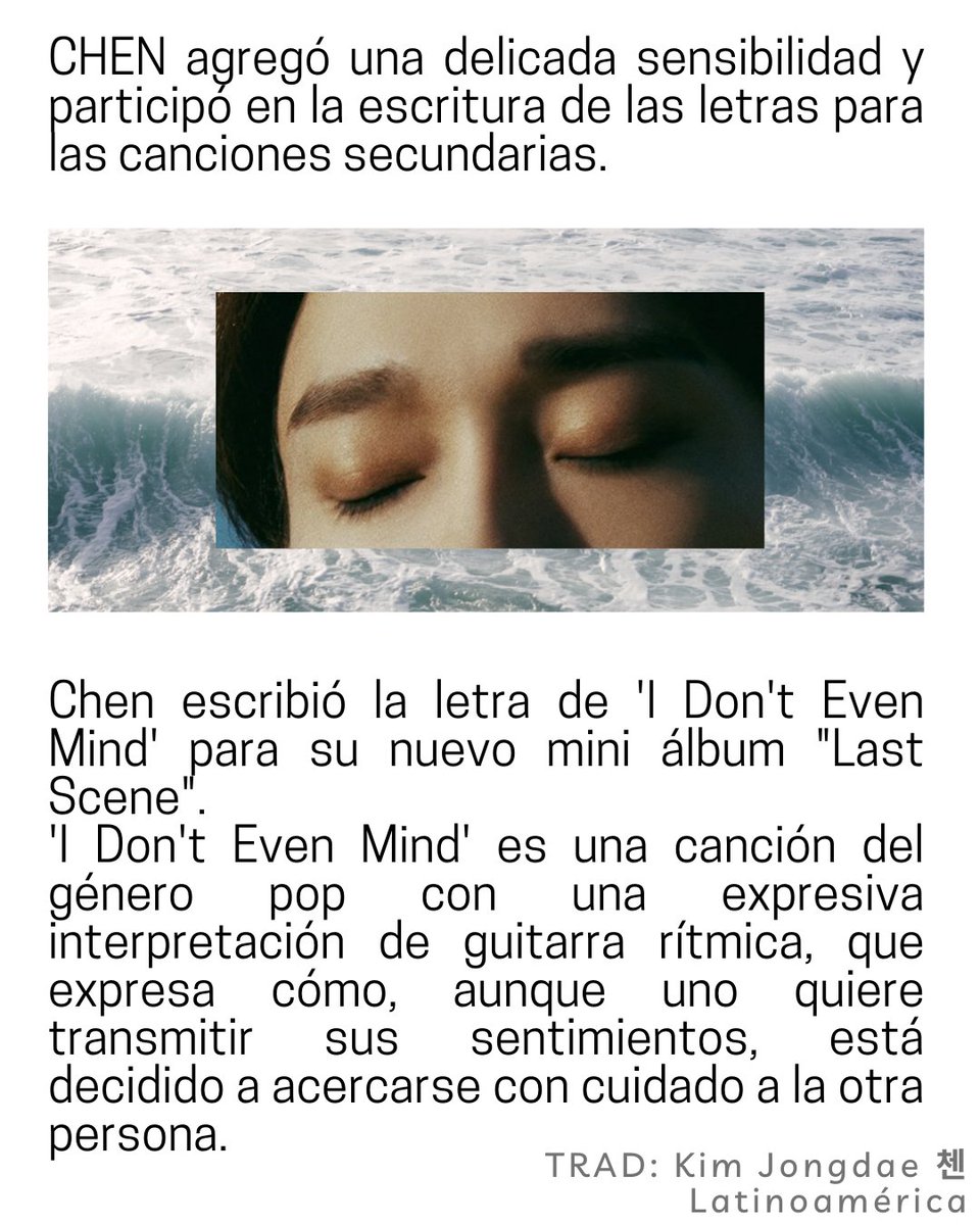 JongdaeLatam's tweet photo. [Traducción] {221024} 

CHEN agregó una delicada sensibilidad y participó en la escritura de las letras para un B-side de su nuevo álbum "Last Scene"...

#첸 #CHEN #ChenScene2
#EXO  #JONGDAE
#사라지고있어 #CHEN_사라지고있어
#CHEN_사라지고있어_LastScene 

[Bee] https://t.co/wvgx2R25SN