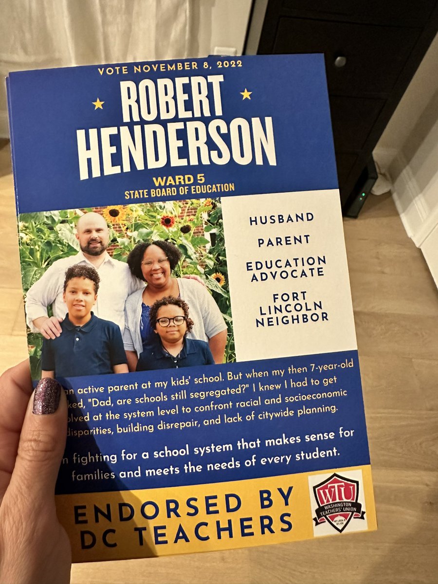 niff0213's tweet photo. Thank you @Henderson4Ward5 for dropping this off! My ballot is already in the mail and I DEFINITELY voted for you!
Don’t know who to vote for? Choose Robert Henderson!
#ward5 #SBOE #dcelection https://t.co/JYOd1oXFIP