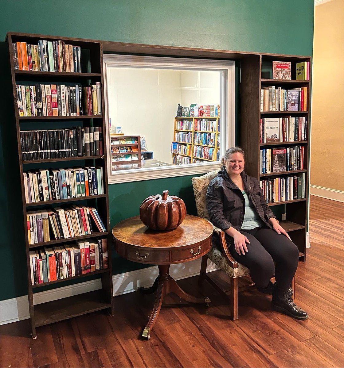 The Bolin Books entrance is coming right along! My grandfather Marlin Seaton built these shelves for us 25 years ago in Arkansas and they’ve traveled with us now to two states, three houses, and one bookstore. Our classics and Kentucky sections now have a home.