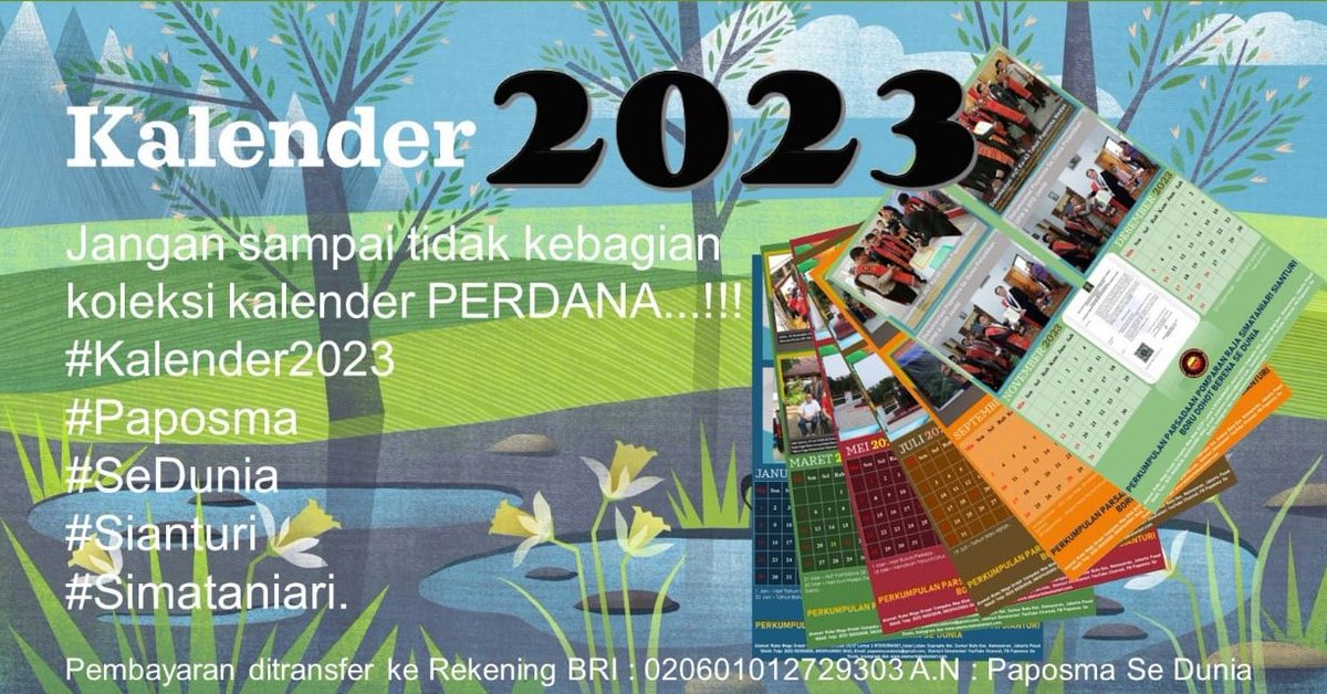Simataniari_02's tweet photo. Jangan sampai tidak kebagian koleksi kalender PERDANA...!!! #Kalender2023 #Paposma #SeDunia #Sianturi #Simataniari. https://t.co/vun9yiVcFX