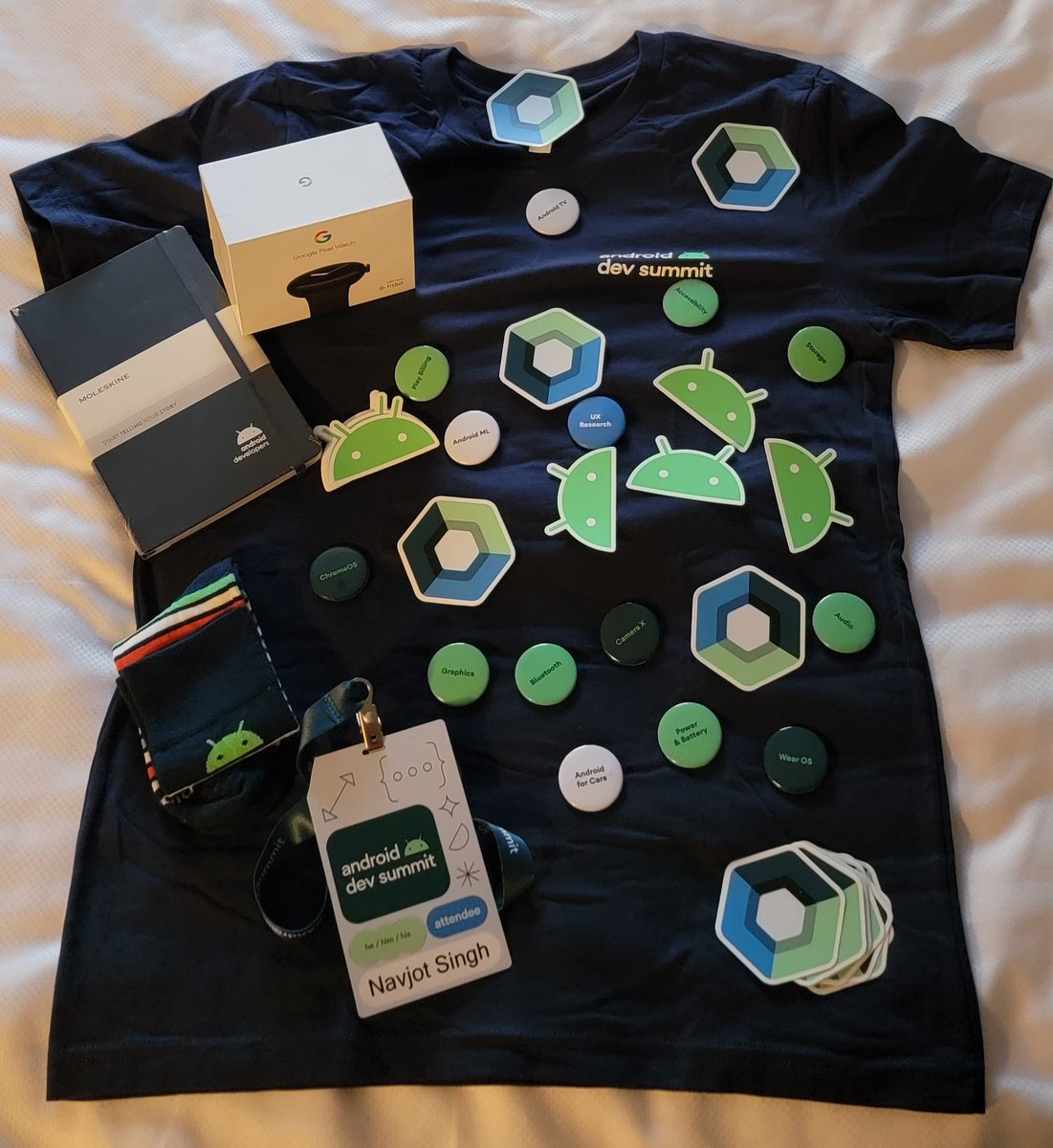 navczydev's tweet photo. ✨ What a day #AndroidDevSummit22 at @Google 's Sunnyvale campus 
Learned a lot about MAD skills, Compose, tooling, also shared my feedback
Thanks @GoogleDevExpert for giving me an opportunity to attend this🙌
@AndroidDev  thanks 4 #PixelWatch ⌚🎁
 #android #gde #JetpackCompose https://t.co/u4cI2OkA9h