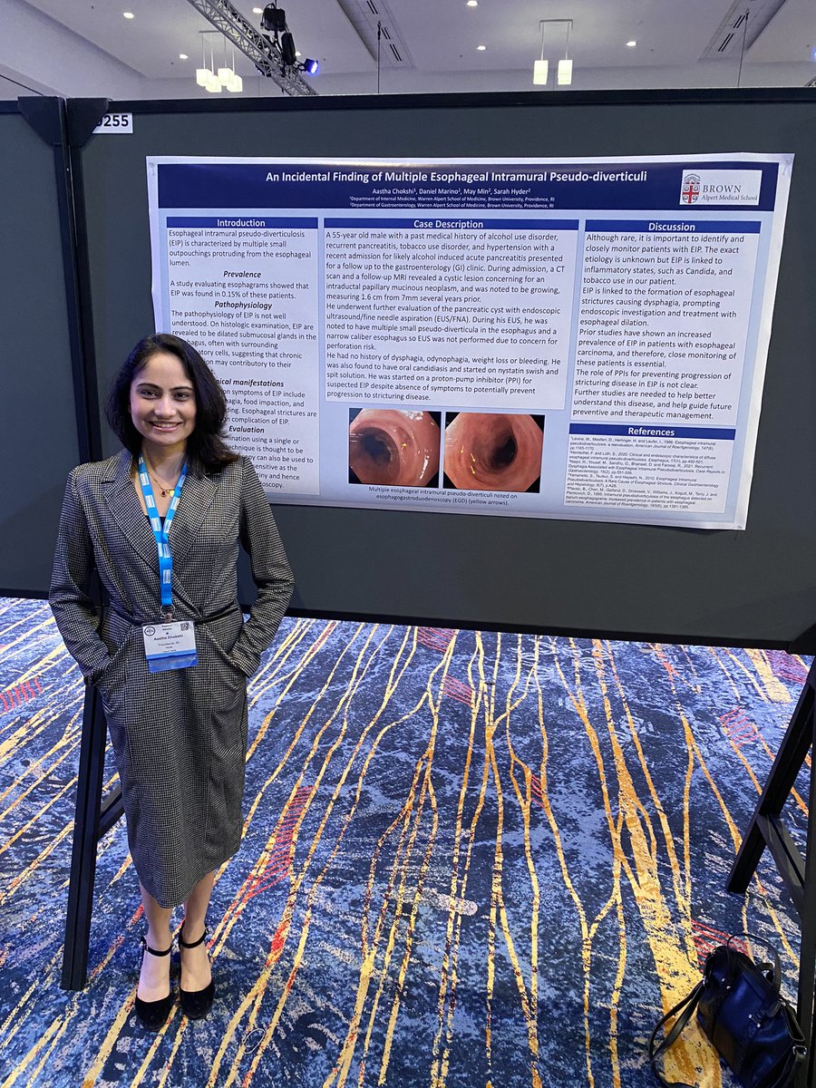 Happy to have presented two posters on rare endoscopic findings of a Gatric Xanthelasma and Esophageal Intramural Pseudo-diverticuli at my first ACG meeting.

Thankful to all my co-residents and mentors at @BrownIMRes and @AmCollegeGastro for this opportunity #ACG2022 #GITwitter