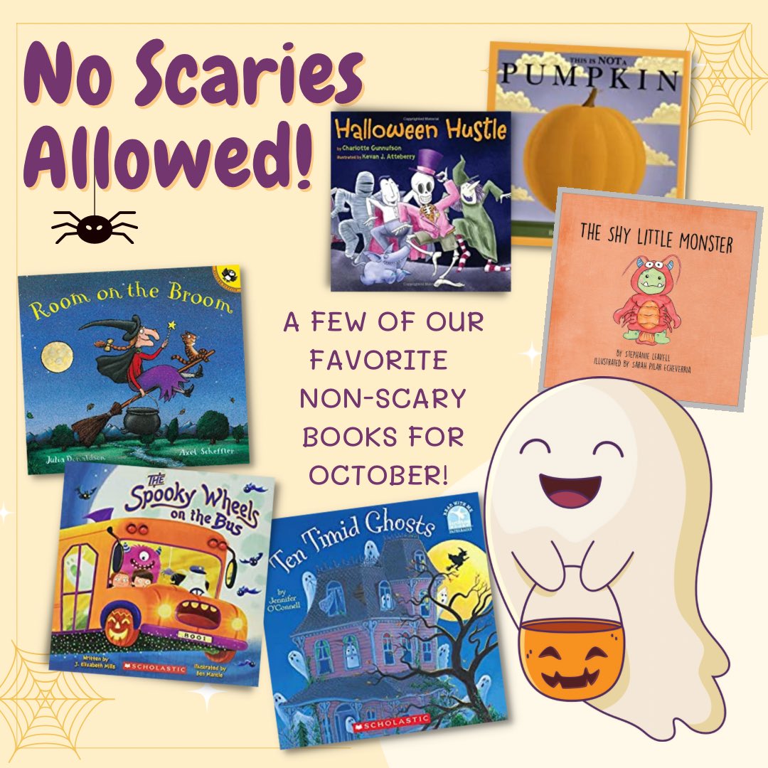 FCS_MusTherapy's tweet photo. Reading books &amp; incorporating literacy strategies are just a few of the ways in which our #MusicTherapists are able to focus on cognitive goals for our @FultonCoSchools students. Here are a few of our favorite spooky books- sure to please, but not to scare! @koperniak #fcsmusic https://t.co/OCrKx3r8b8