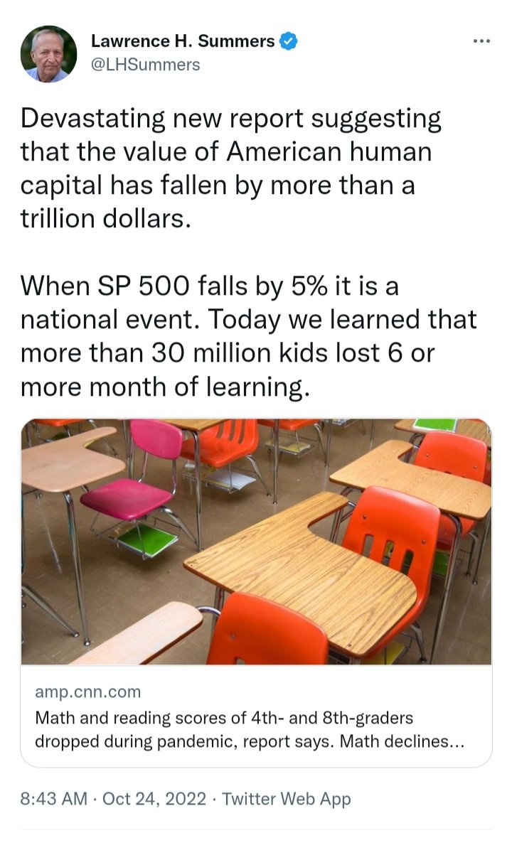 NewLowObserver's tweet photo. Former Harvard president outraged that "American human capital" has fallen in value.  😳  
https://t.co/Ipf0dyOdT7 https://t.co/5JhNMNOUtj