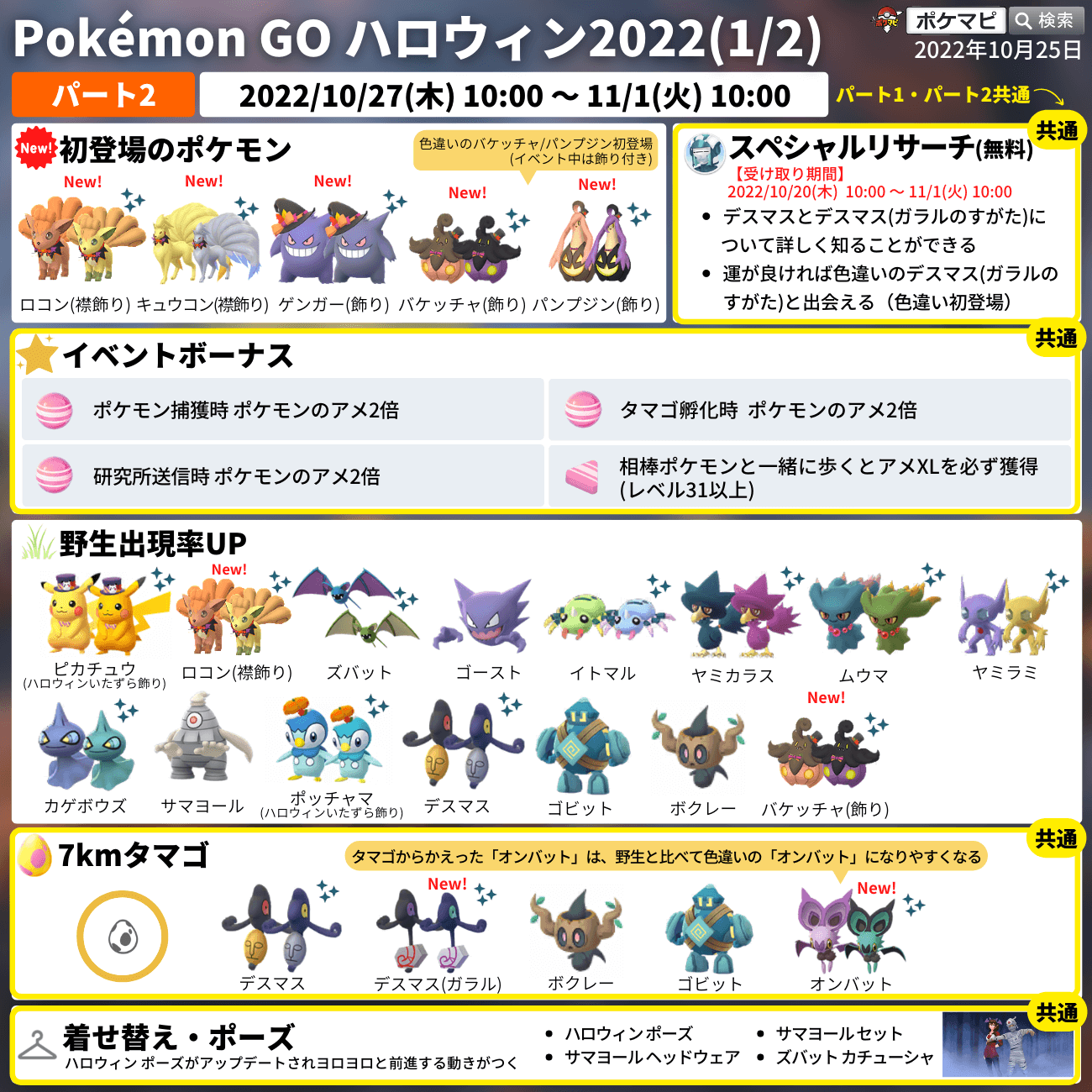 ポケモンgo攻略情報 ポケマピ Pokemon Go ハロウィン22 パート2 期間 10 27 木 朝10時 11 1 火 朝10時 色違いの バケッチャ パンプジン 初登場 新登場のコスチュームポケモン ギラティナ オリジンフォルム が捕獲時に シャドー