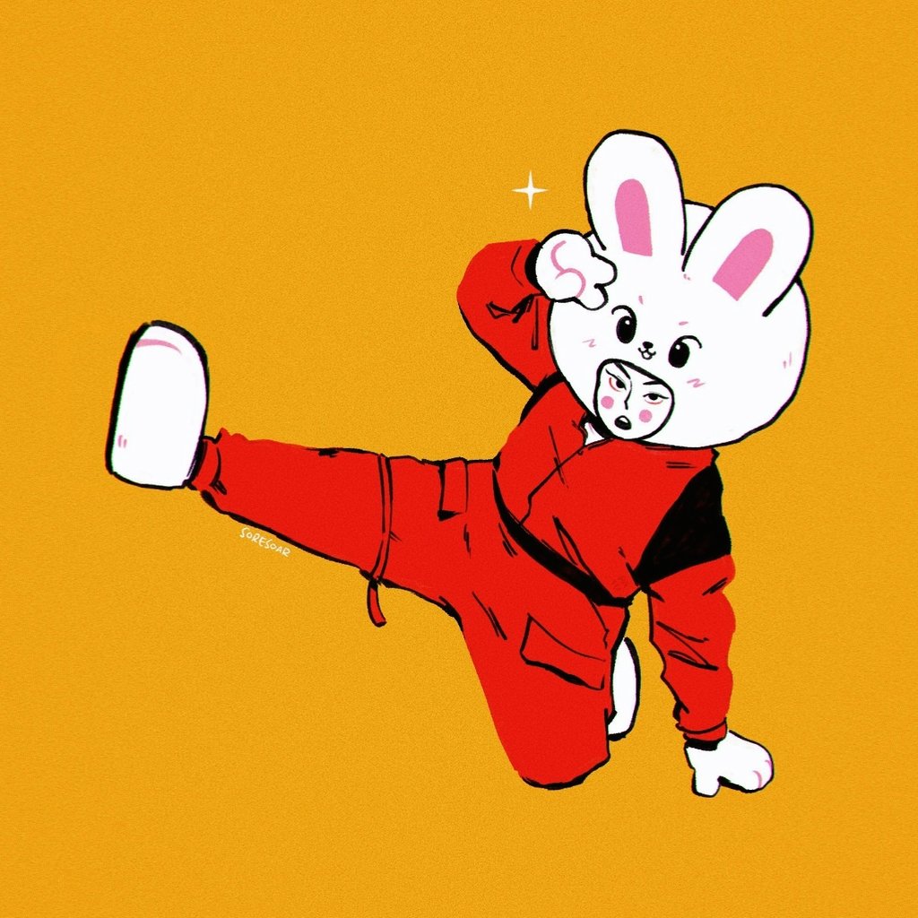 rabbit solo simple background red pants yellow background orange background sparkle  illustration images