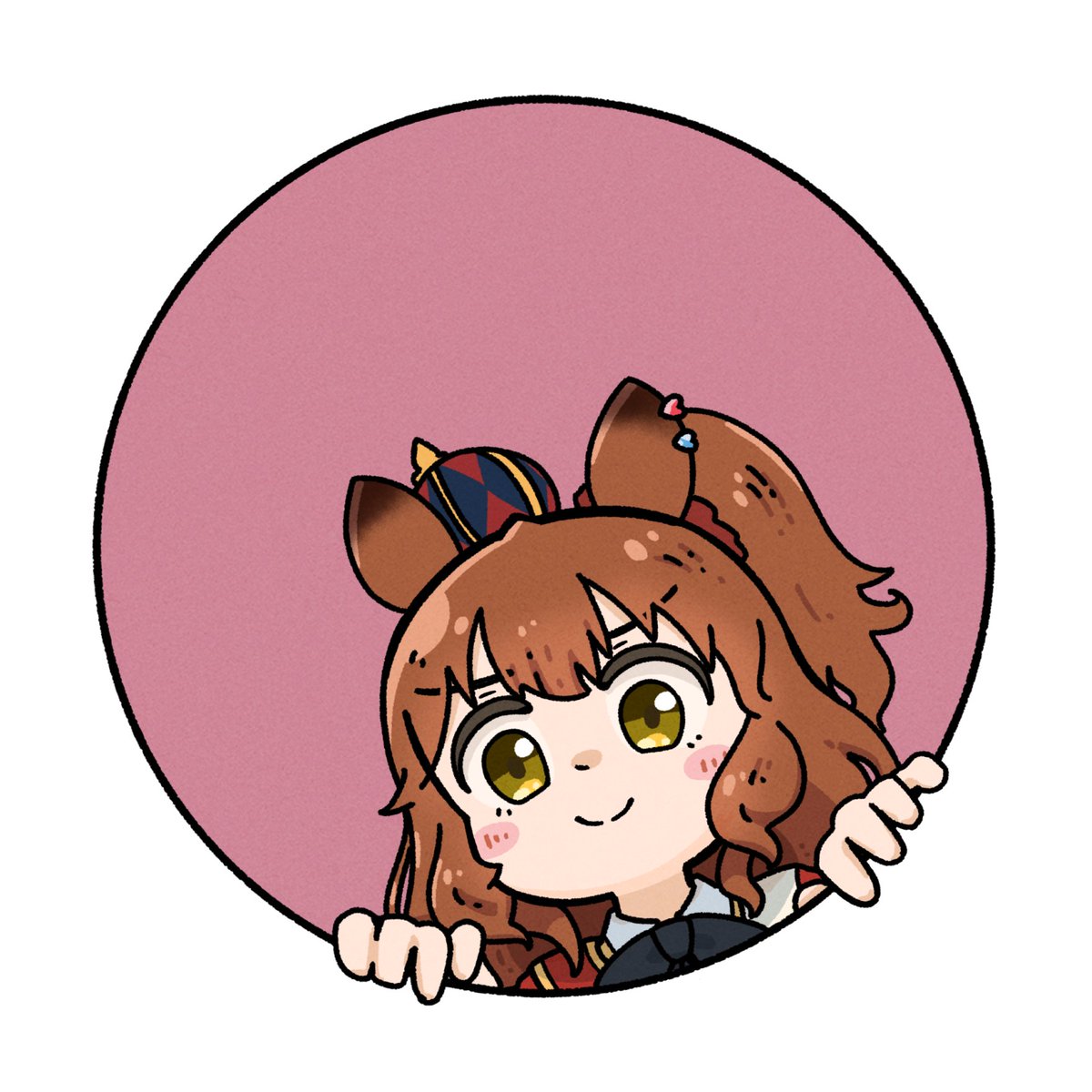 1girl solo smile brown hair horse ears animal ears crown  illustration images