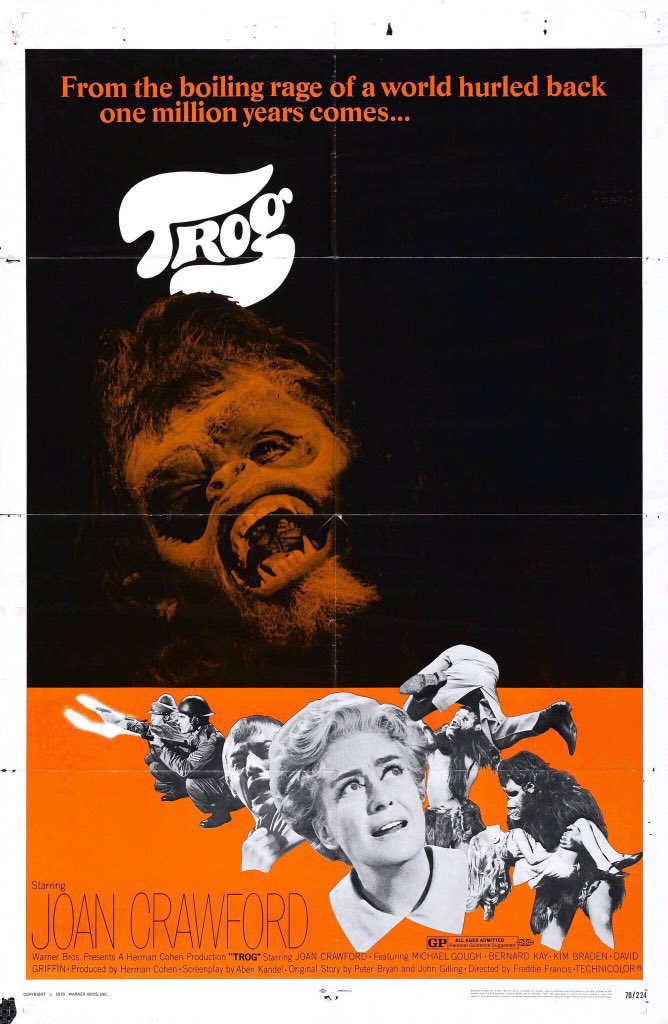 FilmNewsNos's tweet photo. 🎬MOVIE HISTORY: 52 years ago today, October 24, 1970, the movie ‘Trog’ opened in theaters!
#JoanCrawford #MichaelGough #BernardKay #KimBraden #DavidGriffin #JohnHamill #ThorleyWalters #JackMay #SimonLack #FreddieFrancis https://t.co/7A1yU5FYg2