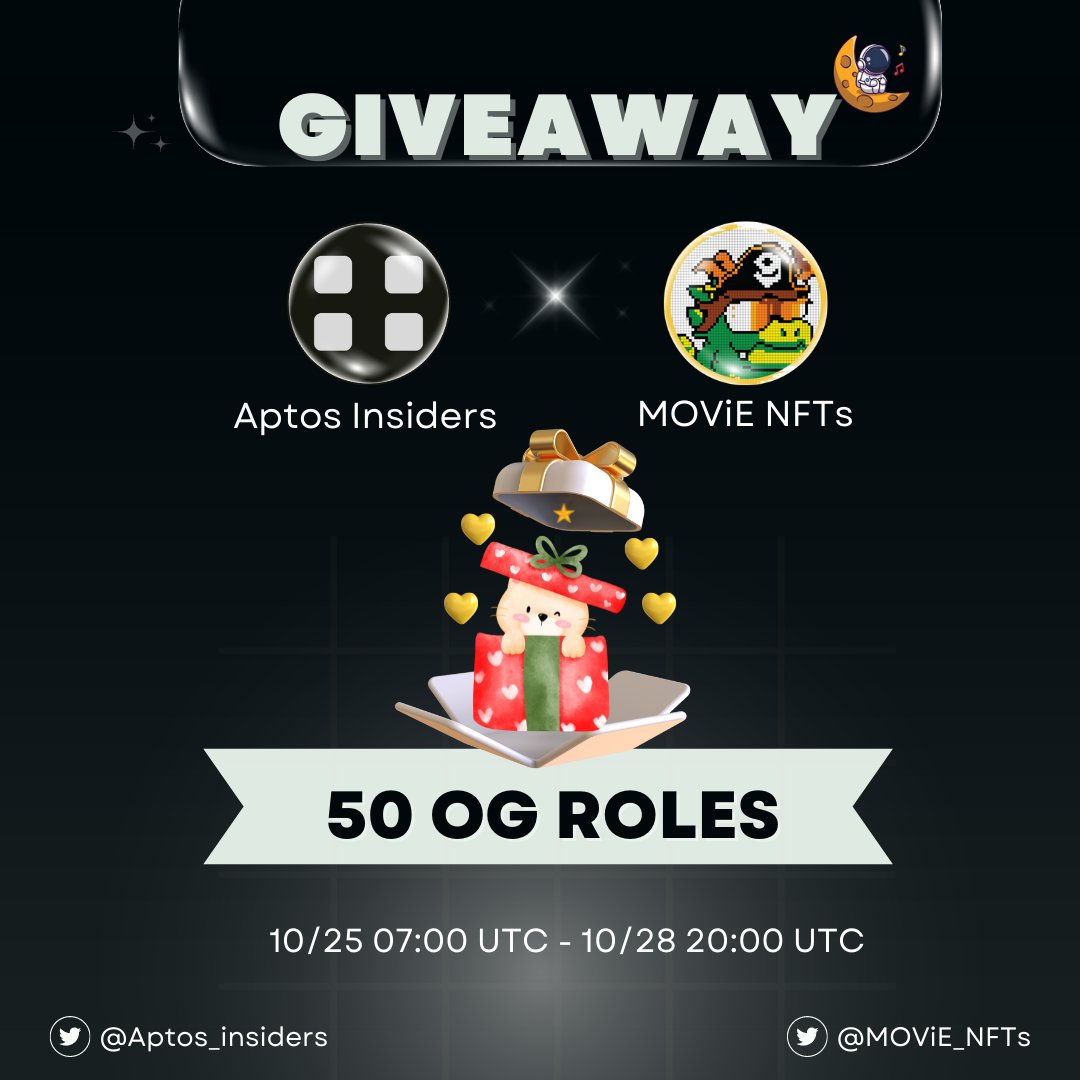 SolCommunityy's tweet photo. BIG Celebrate @MOViE_NFTs launch on #Aptos universe😍

🎁 Giveaway 50 OG Roles

👉To win
1⃣ Follow @Aptos_insiders &amp; @MOViE_NFTs
2⃣ Like, Retweet &amp; Tag 3 friends
3⃣ Join https://t.co/uWVI2RCIhA and https://t.co/Z1LTGQvaPW comment proof in ✍│proof-comment channel.

#Aptos #MOViE https://t.co/RuaNHn0RCW