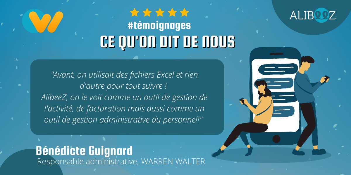 AlibeeZ_France's tweet photo. Vous aussi vous en avez assez de piloter votre activité à l'aide de fichiers Excel ? Bénédicte Guignard, Responsable Administrative chez Warren Walter, nous fait son retour sur @AlibeeZ_France 👨🏻‍💻1 outil pour gérer l'activité, la facturation &amp; le personnel, un quotidien simplifié! https://t.co/Bg8nND4cdz