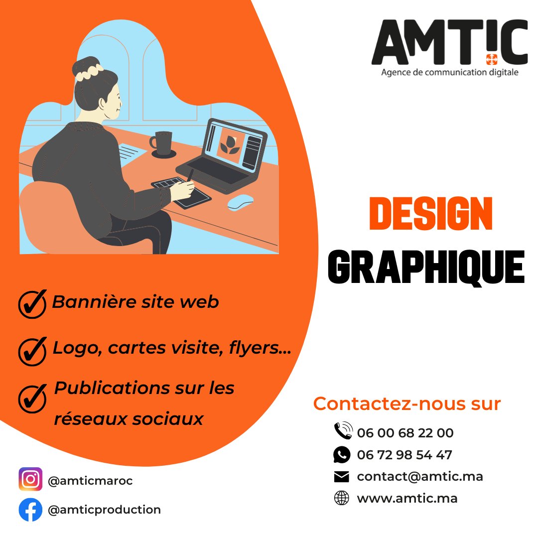 Amticproduction's tweet photo. Un bon design graphique peut transmettre l'histoire de votre marque. Chaque marque a une histoire à raconter, et un bon design graphique est souvent l'outil de communication le plus efficace.
 
#design #designgraphic #infographie  #flyer #cartevisite #logo #amtic #marketing https://t.co/ZU53P4c3g9