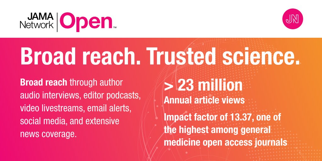We're interested in your @ESICM #LIVES2022 research manuscripts. Articles published in @JAMANetworkOpen reach over 134,000 readers through new article alerts, and reach over 34,000 social media followers ja.ma/3D9dtzy