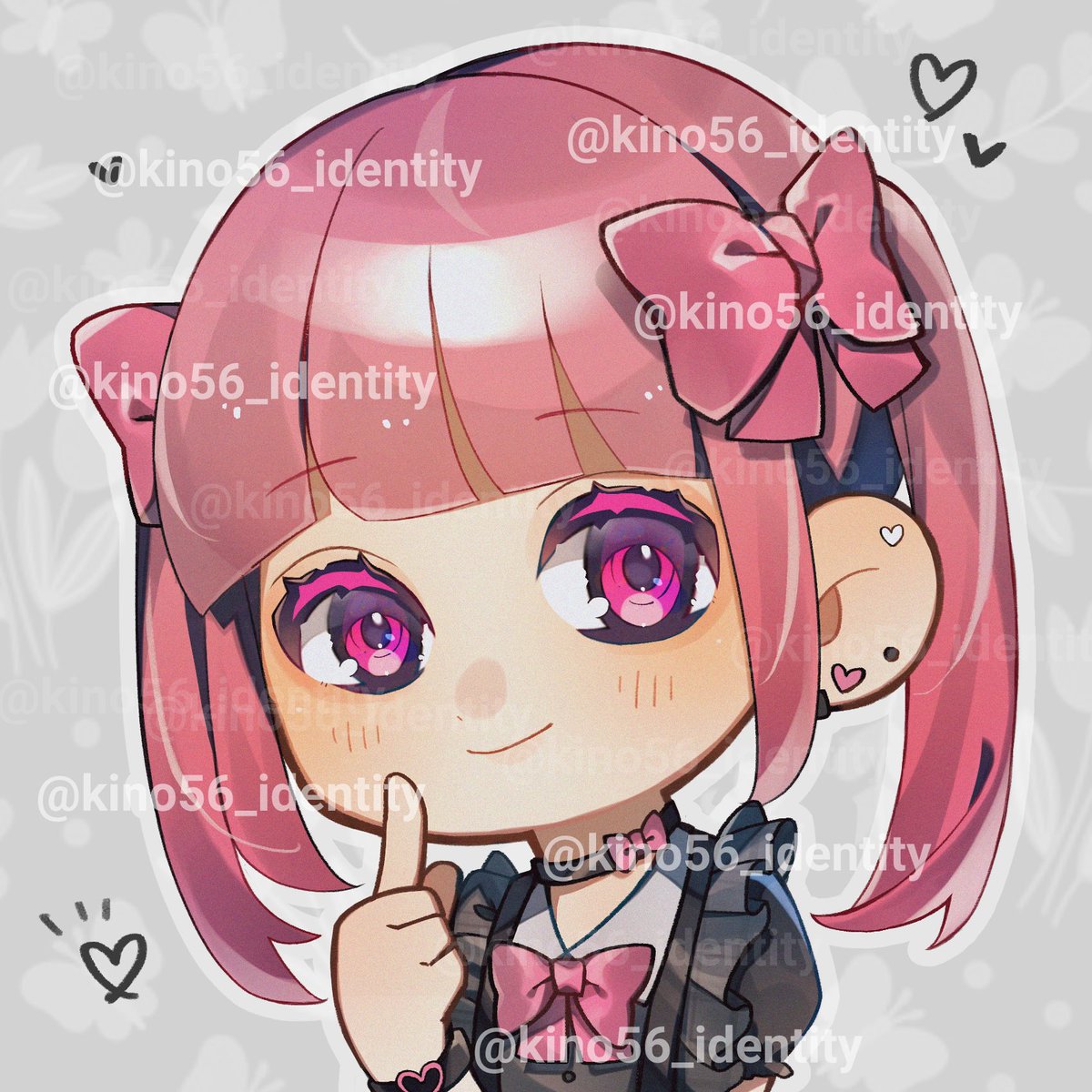 1girl heart solo red eyes heart hands smile watermark  illustration images