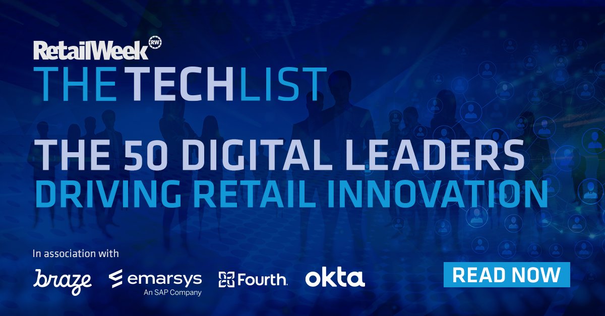 RetailWeek's tweet photo. Out now! Retail Week’s definitive index of the 50 most influential leaders in global digital commerce - spanning start-ups, disruptors, tech titans, investors, collaborators, retailers and brands.
 
Get your copy of The Tech List 👉 https://t.co/Aq7yvdUPe3

#RWTechList https://t.co/tuiO60zIHh