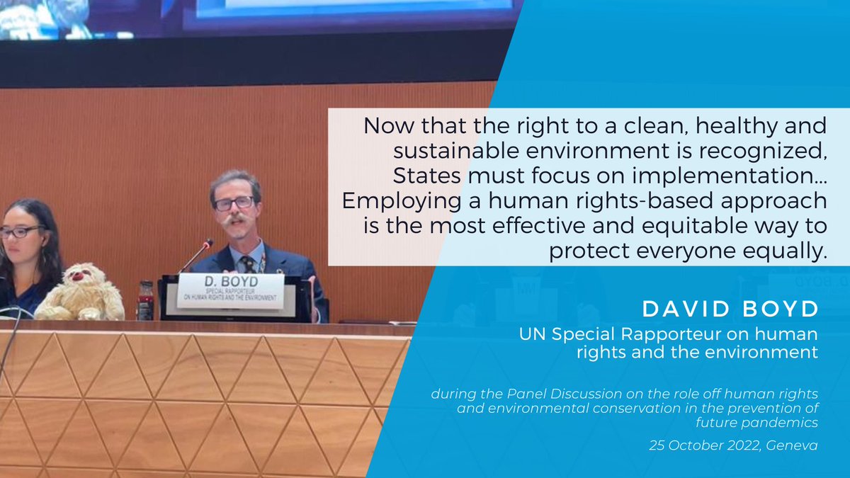 GENetwork's tweet photo. @SREnvironment @UNHumanRights @UN_HRC @UN_SPExperts @CRONUGVA @UNEP_Europe @sallybukachi1 @PreventingPand Now that the #Right2Environment is recognized, States must focus on implementation.
David Boyd (@SREnvironment) points out the need for mainstreaming this in environmental negotiations, such as the post-2020 Global #Biodiversity Framework and the #PandemicTreaty. https://t.co/dPCVDr8fUt