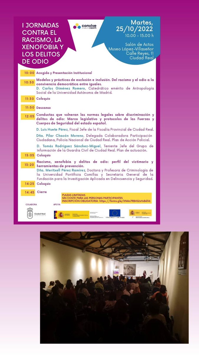 MPDLCiudadReal's tweet photo. Hoy participamos en las I jornadas contra el racismo, la Xenofobia y los delitos de odio organizadas por #Cepaim en el Museo Villaseñor de Ciudad Real https://t.co/dqftODMPwJ